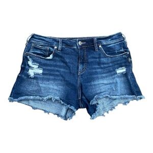 Silver Jeans Suki High Rise Destroyed Denim Shorts
